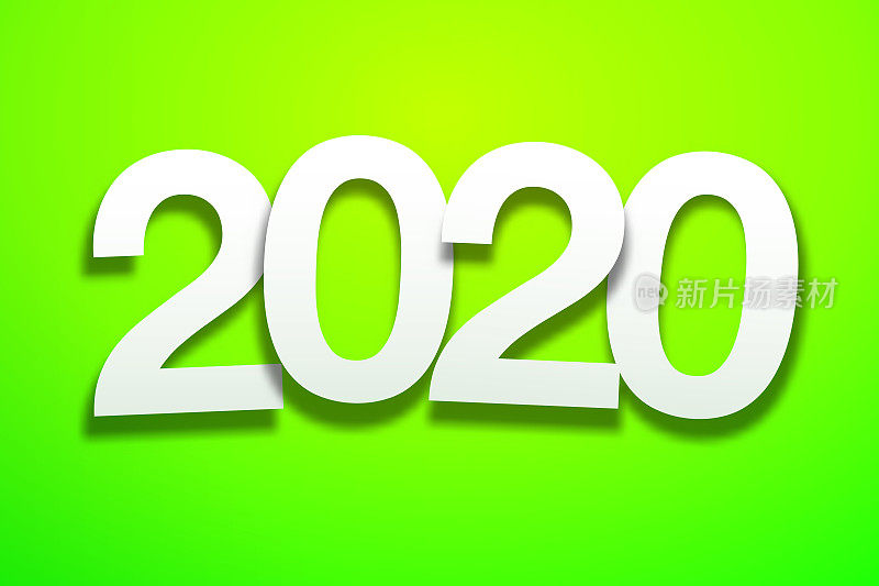 2020 -纸张字体在绿色背景